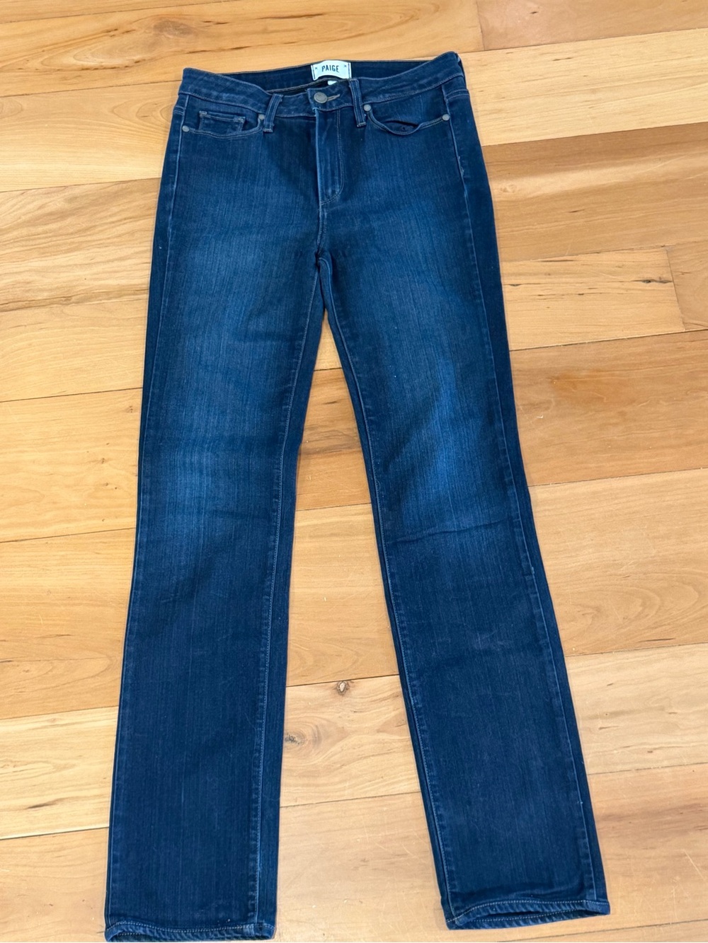 PAIGE Womens  HOXTON STRAIGHT Dark Wash Blue Denim Jeans Stretch  Button Zip 29